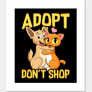 Adopt Don't Shop Cute Cat & Dog Rescue Adoption Posters and Art